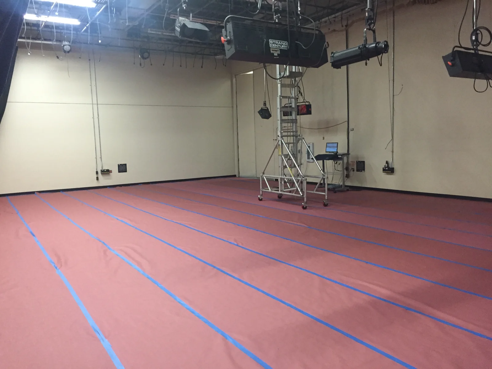 Cleared KSBW studio with floor layout markings