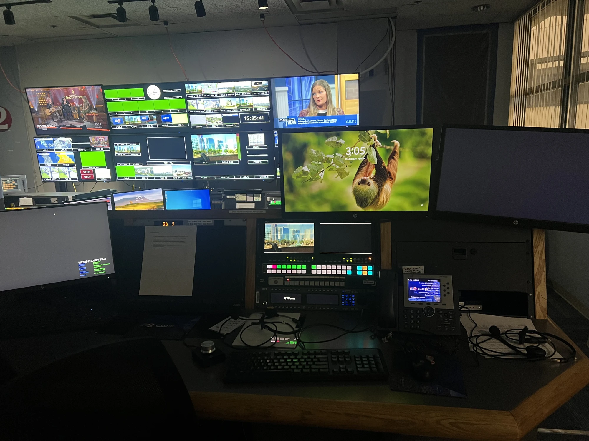 PCR1 before the rebuild: production control position and monitor wall