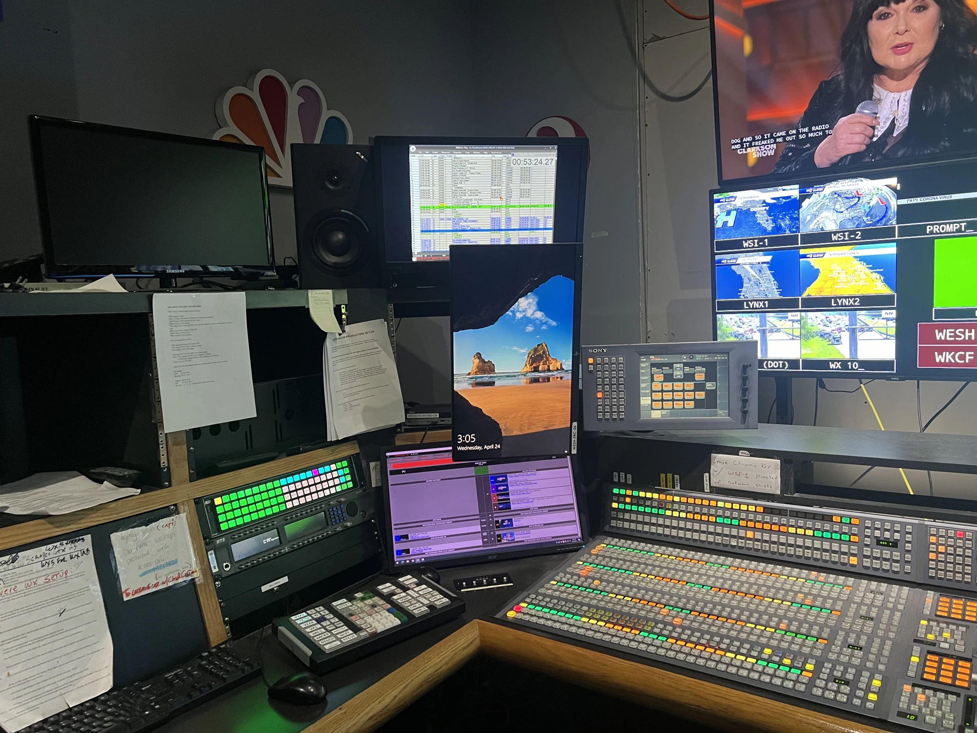 PCR1 before the rebuild: former audio console and adjacent equipment
