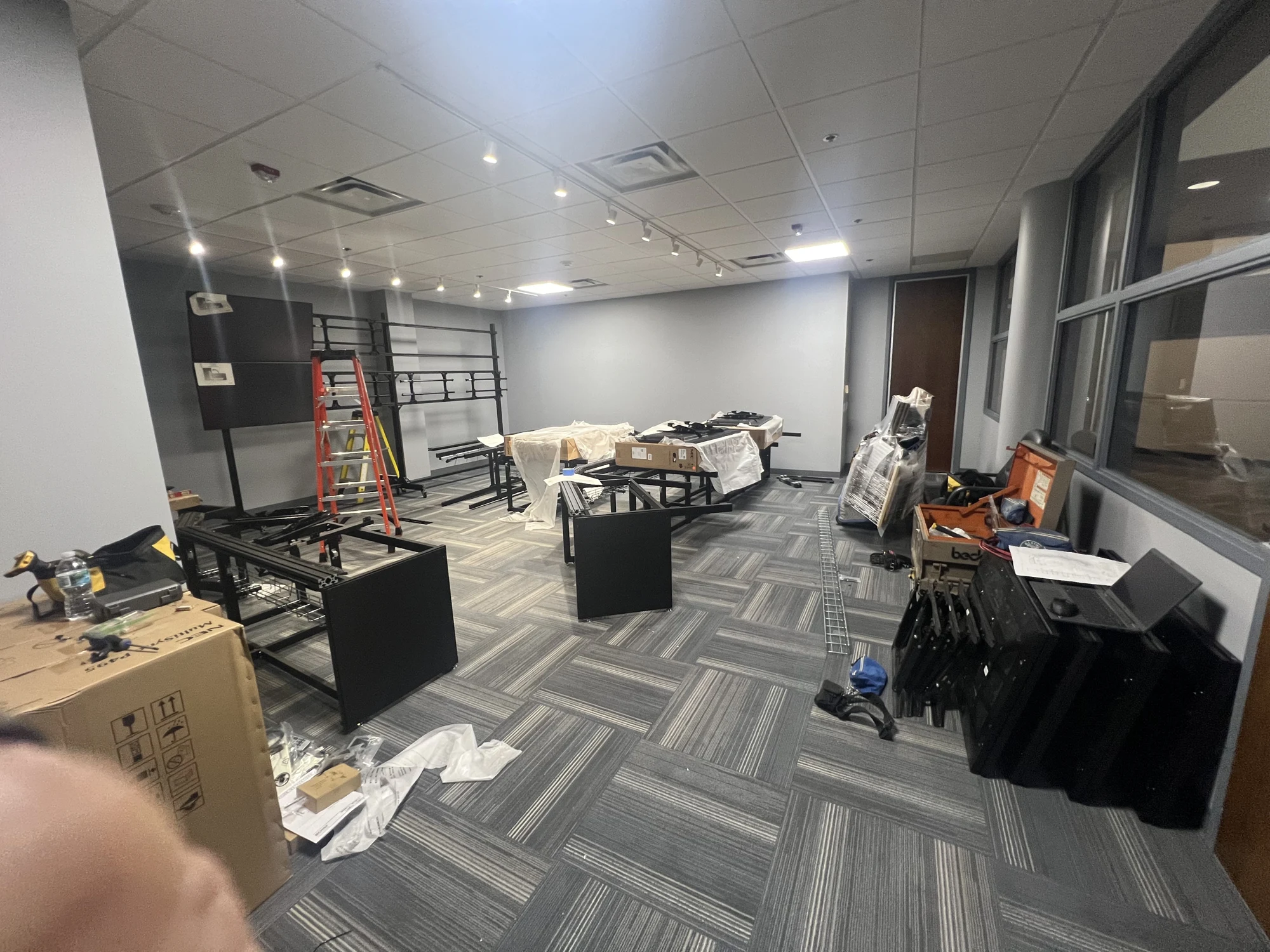 Equipment and materials staged in the refitted PCR1 room
